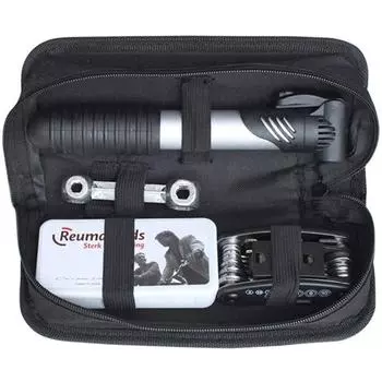 Комплект для ремонта велосипедных шин Водонепроницаемая велосипедная седельная сумка и мини-насос, а также многофункциональная тяга для велосипедных шин 7 в 1 и самоклеящийся лист чёрный