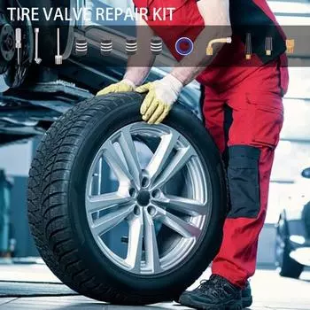 Комплект для ремонта вентиля шины 12 шт. Инструмент для ремонта вентиля шины Инструменты для ремонта шин Инструмент для сердечника клапана Противоскользящая ручка для тачек газонокосилок CHINA