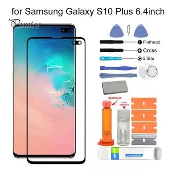 Комплект для ремонта внешнего переднего стекла экрана для Samsung Galaxy S10 Plus SM-G975F G975 for Samsung Galaxy S10 Plus