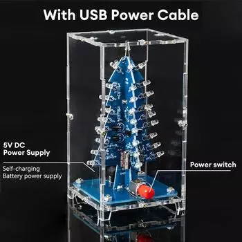 Комплект для самостоятельной сборки светодиодной 3D-елочки Комплект для самостоятельной сборки разноцветной трехмерной елки Детали для самостоятельной сборки светодиодной вспышки на елке