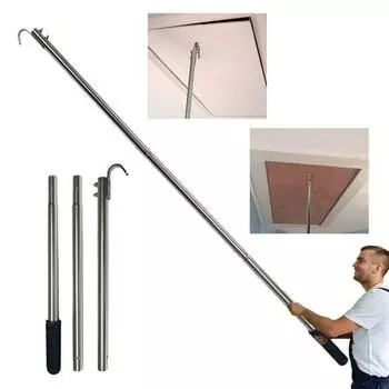 Комплект для системы вытягивания лестницы с удлинителем из нержавеющей стали, простая сборка, многоразовая система вытягивания для чердака, набор крюков для замены серебряный