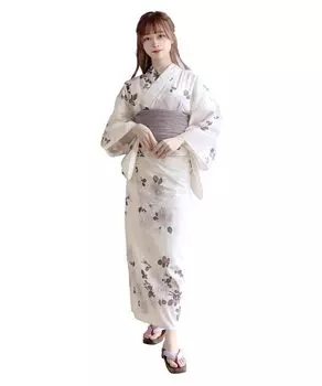 Комплект для смены юката heiko AB Old one size fit [KYOETSU], плетение, неотбеленное, двухкомпонентный, 4 предмета (юката, оби, нижнее белье, гэта), Женский (7.