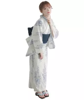 Комплект для смены юката heiko AB, размер подходит для комплекта Kyoto [KYOETSU], переплетение, неотбеленное, двухкомпонентный, 4 предмета (юката, оби, нижнее белье, гэта) Женский (один все,