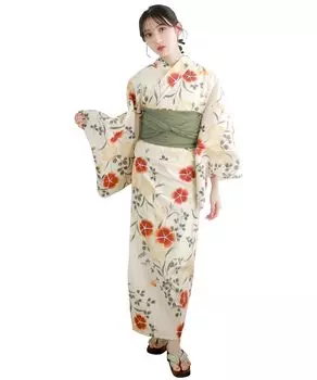 Комплект для смены юката heiko AB, размер подходит для Ямато [KYOETSU], комплект, переплетение, неотбеленный, двухкомпонентный, 4 предмета (юката, оби, нижнее белье, гэта) Женский (один все,