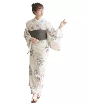 Комплект для смены юката Heiko F Free [KYOETSU], плетение, неотбеленное, 2 предмета (юката, оби), Женский (5. Антикварный пион, размер)