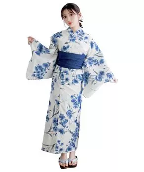 Комплект для смены юката Heiko F Tranquil, один размер [KYOETSU], плетение, неотбеленный, 2 предмета (юката, оби), Женский (2. орхидея, все)