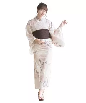 Комплект для смены юката heiko FH Musou, один размер [KYOETSU], плетение, неотбеленное, двухкомпонентный, 4 предмета (юката, оби, нижнее белье, гэта), Женский (6.