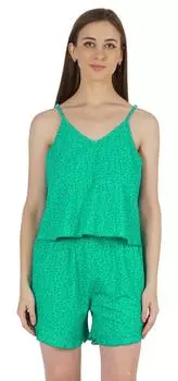 Комплект для сна Inkmeso из 2 предметов для женщин, сексуальное ночное белье с принтом, комплект для сна, шорты на бретельках, пижамный трикотаж S зелёный
