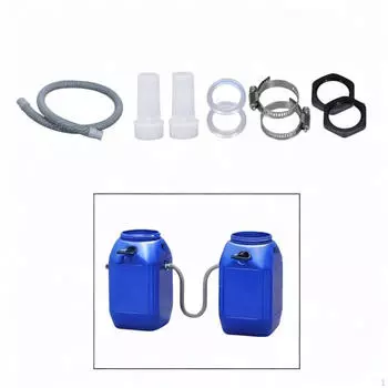 Комплект для соединения бочки с дождевой водой, соединительный элемент для стыковой трубы для резервуара с водой Gray with Hose Clamp