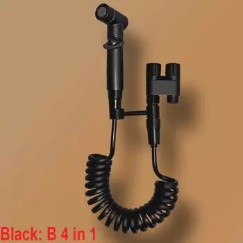 Комплект для унитаза, биде, ручной пульверизатор для биде, угловой клапан для унитаза, туалетные принадлежности 4 серый