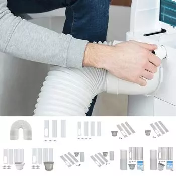 Комплект для вентиляционного отверстия выхлопного шланга кондиционера, детали для мобильных кондиционеров, комплект для окон, скользящая пластина, соединительная трубка, адаптер ветрового щитка