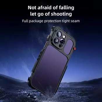 Комплект для видеосъемки для смартфона, включая клетку для смартфона с креплениями для холодной обуви и резьбой 1/4 дюйма Compatible with iPhone 14 Pro чёрный