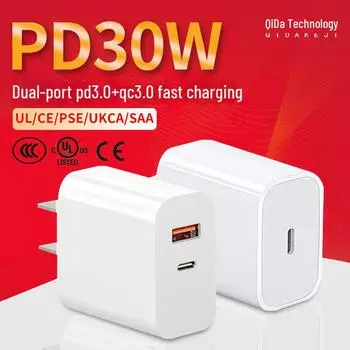 Комплект для зарядки мобильного телефона PD мощностью 30 Вт с оригинальным стандартным зарядным устройством США-Китай для быстрой зарядки Apple 15. 1 meter, 15 series