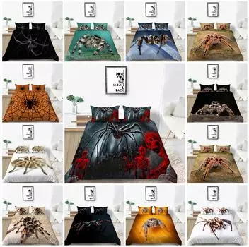 Комплект домашнего постельного белья с принтом паука, пододеяльник, наволочка, домашний комплект постельного белья, AU/EU/US, полный размер, односпальная/двуспальная кровать, украшение для дома Baby 100x135cm