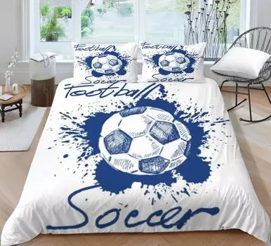 Комплект домашнего постельного белья с 3D футбольным принтом, дышащее удобное пододеяльник, лучший подарок, наволочка, постельное белье, костюм Single 135x200cm