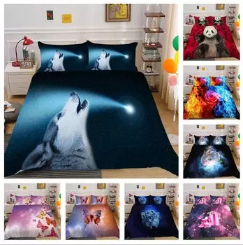 Комплект домашнего постельного белья с 3D цифровой печатью, полноразмерная двуспальная кровать, двуспальная кровать для взрослых и детей, пододеяльник и наволочка, постельное белье UK Single 135x200cm
