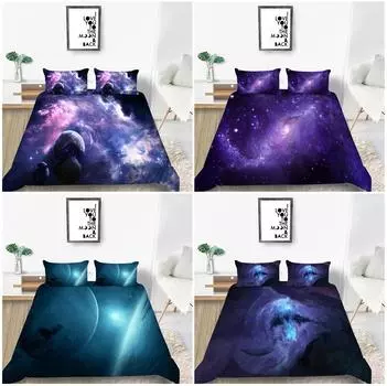 Комплект домашнего постельного белья со звездной тематикой, пододеяльник и наволочка, простыня/двуспальная кровать, полный размер, 2/3 предмета, украшение для дома Baby 100x135cm
