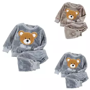 Комплект домашней одежды из фланели для мальчиков и флисовая пижама из двух предметов 100