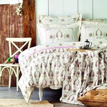 Комплект двойного пододеяльника Karaca Home Alfia Powder из 100 % хлопка