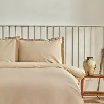 Комплект двойного пододеяльника Karaca Home Cool Touch Stripe, бежевый