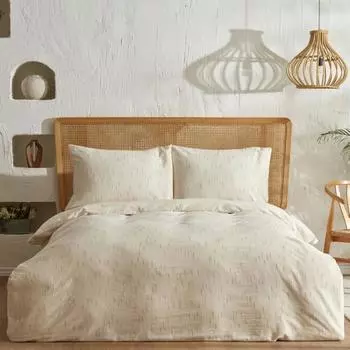 Комплект двойного пододеяльника Karaca Home Lotus из 100% хлопка, бежевый