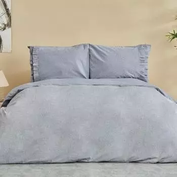 Комплект двойных пододеяльников Karaca Home Young Azur синего цвета