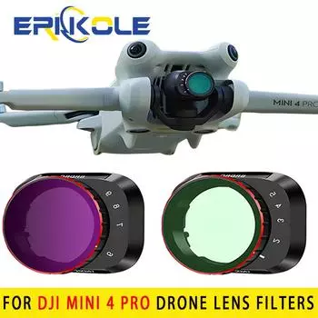 Комплект фильтров переменной нейтральной плотности для Dji Mini 4 Pro Adjustable ND(1-5/6-9 остановок) Совместимость с фильтром объектива VND: Аксессуар для дрона Mini 4 Pro