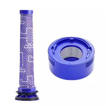 Комплект фильтров предварительной и последующей очистки, совместимый с Dyson V8 Blue/Purple — 2 сменных фильтра синий