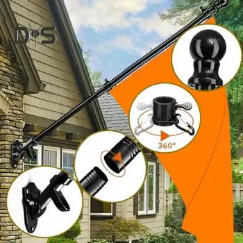 Комплект флагштока для дома, утолщенный из нержавеющей стали, наружный крыльцо, флагшток для флага 3x5 футов, вращающийся, регулируемый кронштейн-держатель S белый