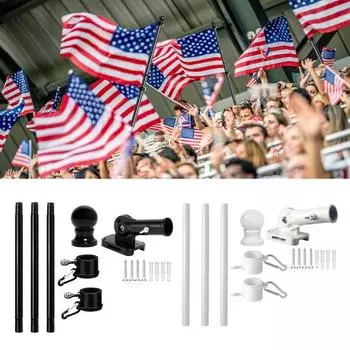 Комплект флагштока для дома, утолщенный из нержавеющей стали, наружный крыльцо, флагшток для флага 3x5 футов, вращающийся, регулируемый кронштейн-держатель S белый