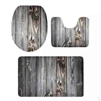 Комплект фланелевых ковриков для ванной комнаты, коврик для ванной, крышка унитаза, 3 шт. Night View 1