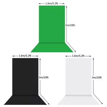 Комплект фонов для студийной фотографии с металлическим кронштейном-подставкой 2*3 м/6,6*10 футов + 3 шт. 1,6*3 м/5,2 * чёрный