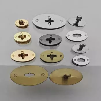 Комплект фурнитуры для ремонта кожаной сумки с овальным поворотным замком в золотом, серебряном, черном и зеленом бронзовом цветах