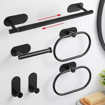 Комплект фурнитуры для ванной из нержавеющей стали, держатель для полотенец без сверления, самоклеящийся держатель для туалетной бумаги, крючок для халата, аксессуары для ванной комнаты