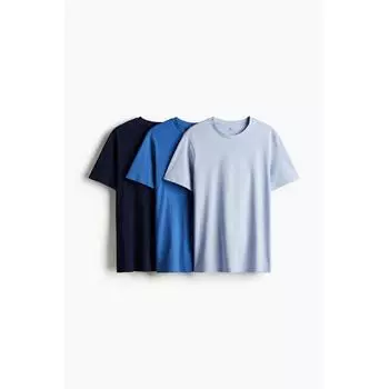 HM Regular Fit 3 Piece T shirT Set Light Blue Navy Blue XS