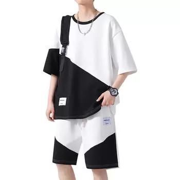 Комплект футболок с короткими рукавами для летней мужской одежды в сочетании с повседневными шортами и свободной футболкой XXXXL