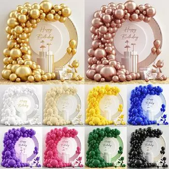 Комплект гирлянды из белых и золотых воздушных шаров, украшение на день рождения, свадьба, день рождения, шар из металлического латекса, детский детский душ as picture чёрный