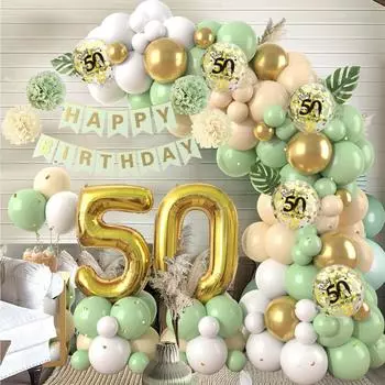 Комплект гирлянды из шаров зеленого цвета, арка, конфетти, латексные шары, счастливый день рождения 18, 30, 40, 50 лет, для взрослых, годовщина, вечеринка, декор
