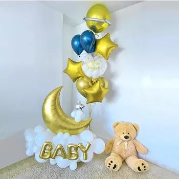 Комплект гирлянды из воздушных шаров «Луна и звезда» для украшения дома, декора вечеринки по случаю дня рождения, свадьбы, дня рождения, воздушных шаров для детей, подарков