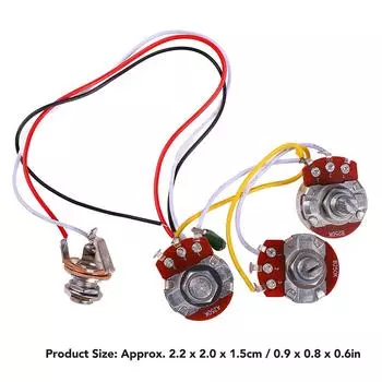 Комплект гитарного потенциометра, жгут проводов для джаз-баса, 1 объем, 2 тона, аксессуары для инструментов A250K B250K с разъемом