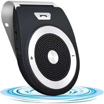 Комплект громкой связи Bluetooth, автомобильный комплект громкой связи, автоматическое включение, поддержка помощника Siri, встроенный микрофон и поддержка GPS, музыка 5.14*3.5*1.34cm чёрный