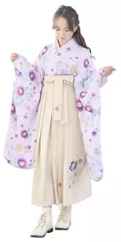 Комплект хакама для выпускного вечера начальной школы, японское выпускное нижнее белье с полуворотником хакама оби с подушкой оби на талии лавандового цвета x