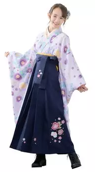 Комплект хакама для выпускного вечера начальной школы, японское выпускное нижнее белье с полуворотником хакама оби с подушкой оби на талии, тускло-лавандовый