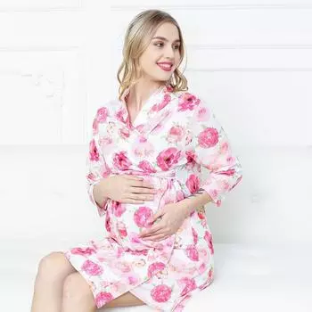 Комплект халата и пеленки для мамы и меня, цветочный халат для родов, подходящее одеяло для беременных женщин, домашняя одежда L розовый