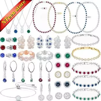 Комплект Hawa Perhiasan Wanita Fashion Kalung Malaikat Seri Anting Cincin Gelang Romantis Kristal Set Perhiasan Charm untuk Wanita earrings 4
