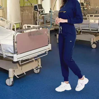 Комплект хирургических халатов для мужчин и женщин, топы и брюки, машинная стирка, рабочая одежда для медсестер, униформа для медсестер, быстрая стирка S Navy blue