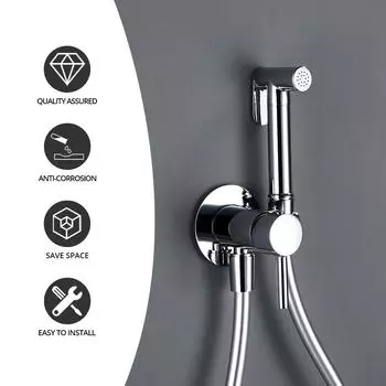 Комплект хромированного распылителя для унитаза и биде с резиновым шлангом 1,2 дюйма, настенный смеситель для горячей и холодной воды, кран для биде, ручной очиститель для туалета