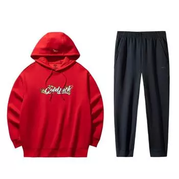 Комплект худи и длинных брюк Anta простого однотонного цвета с принтом в виде букв для мужчин, спортивная одежда 952518703-4+152447325N-2 M