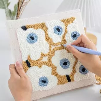 Комплект игл для пробивки швов, полный комплект ниток для пробивки швов, набор игл для цветочного узора чёрный/белый