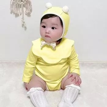 Комплект IMBEBE BABIBER SUT + нагрудник + шапка, размер S, лучшая детская одежда, Корея